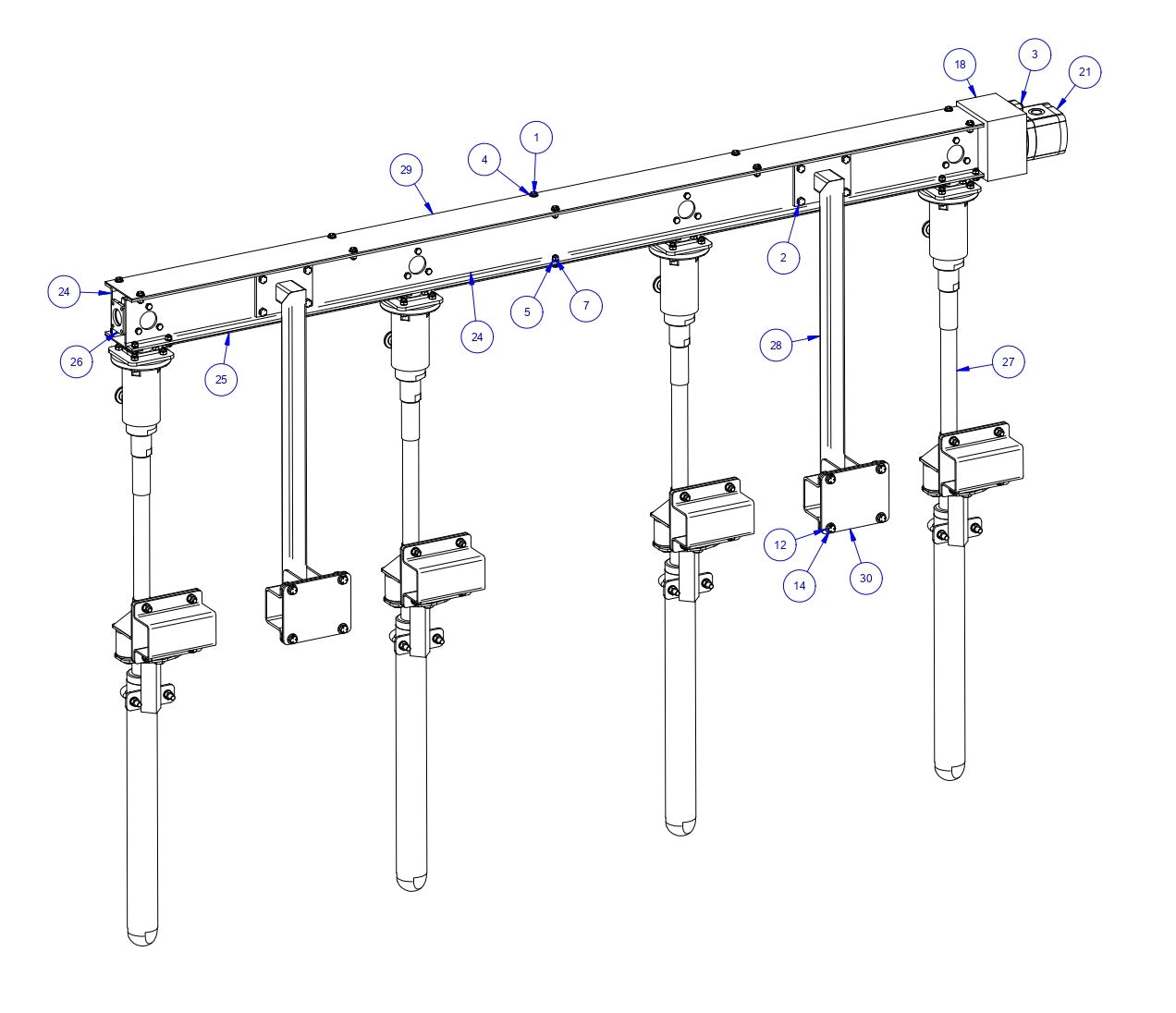 TRTP275 Triple Roller Tube Pavers RH Rack Assembly Parts by Allen Engineering