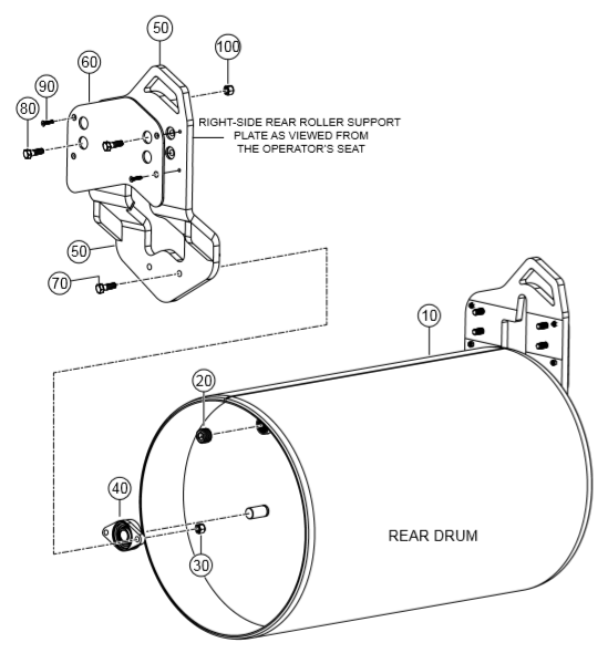 AR14H Right Side Rear Roller Assy. Parts By Multiquip