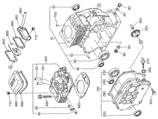 GA36RZ3 GA-3.6RZ3  Robin EH-25 Engine - Crankcase Assy. Parts by Multiquip
