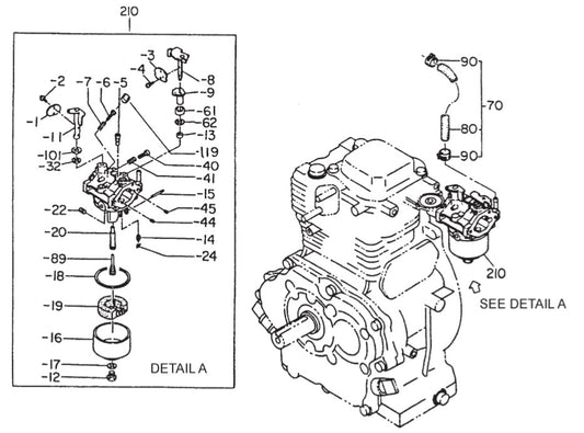 GA36RZ3 GA-3.6RZ3 Robin EH-25 Engine Carburetor Assy. Parts by Multiquip