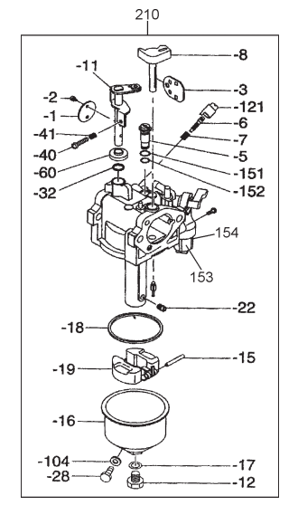 GA45R GA45RA ROBIN EX270D20110/EX270D20220— Carburetor Assembly Parts By Multiquip