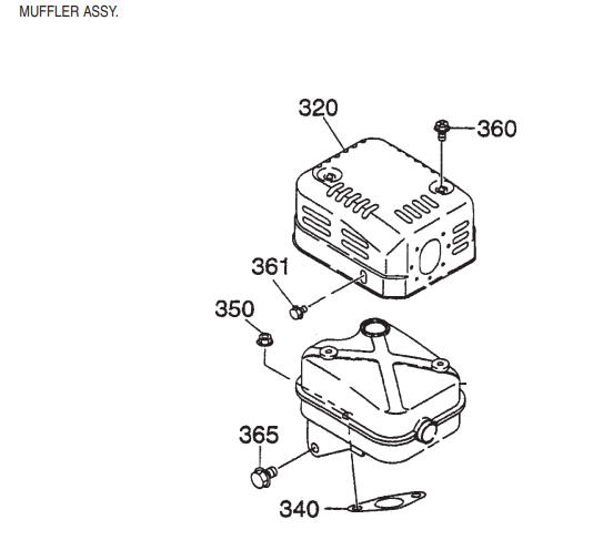 GA45R GA45RA ROBIN EX270D20110/EX270D20220- Muffler Assembly Parts By Multiquip