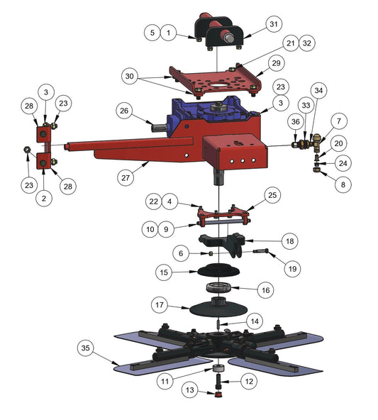 RP235 Polishing Trowels Rotor Assembly - Left Hand Assembly Parts by Allen Engineering