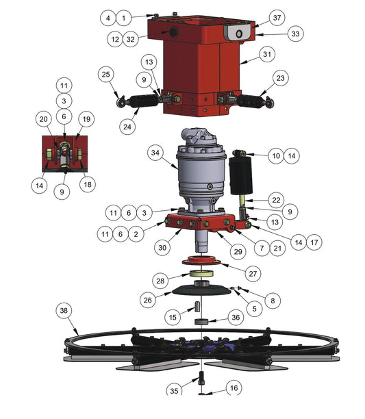 HDX605 Hydra Drive Extreme Riders Rotor Assembly (Left Hand) Parts By Allen Engineering
