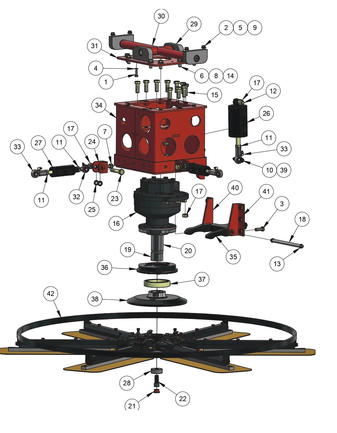 HDX780 Hydra Drive Extreme Rotor Assembly (Left Hand) Parts by Allen Engineering