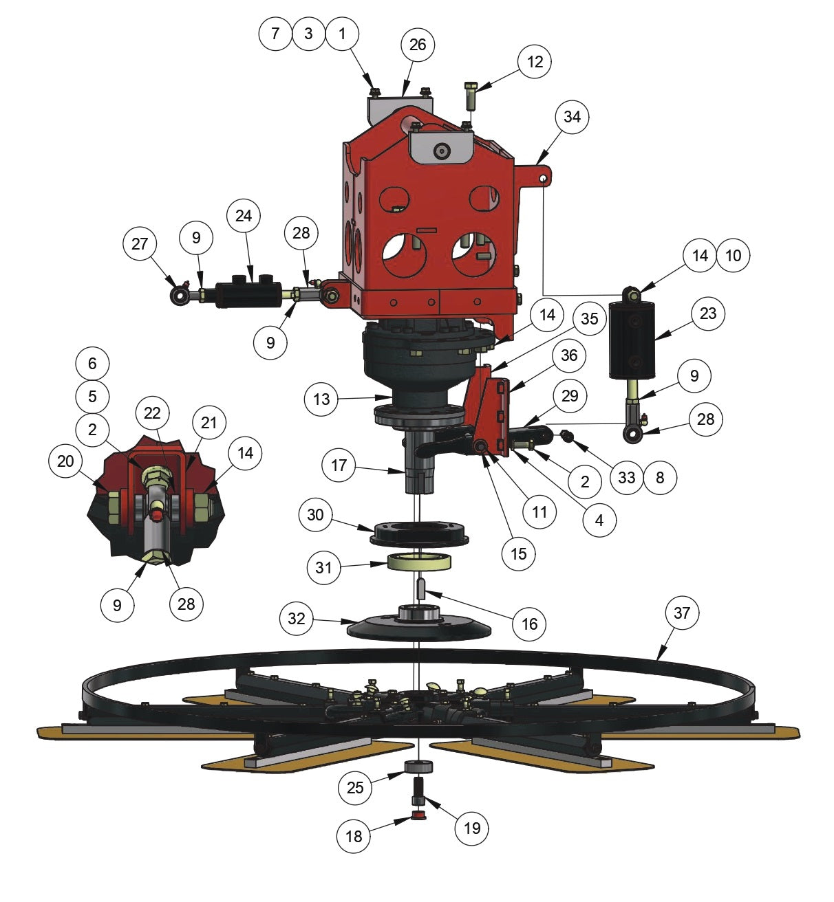 HDX780 Hydra Drive Extreme Rotor Assembly (Right Hand) Parts by Allen Engineering