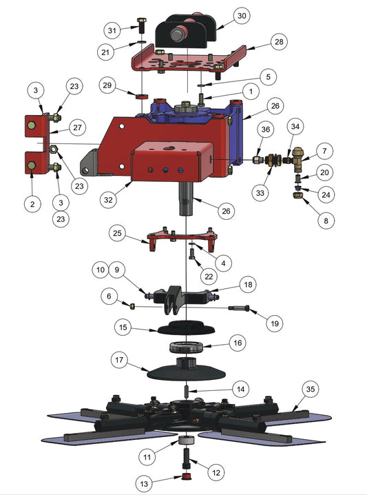 RP245 Polishing Trowels Rotor Assembly - Left hand Parts by Allen Engineering