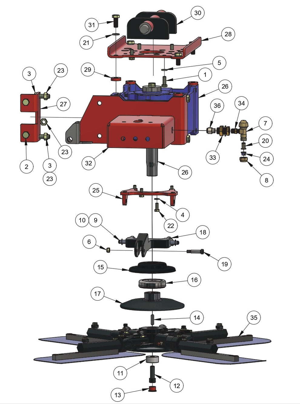 RP245 Polishing Trowels Rotor Assembly - Left hand Parts by Allen Engineering
