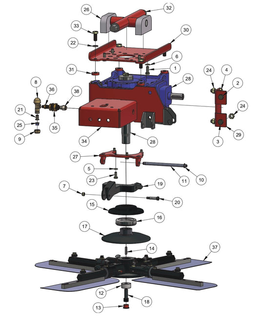 RP245 Polishing Trowels Rotor Assembly - Right hand Parts by Allen Engineering