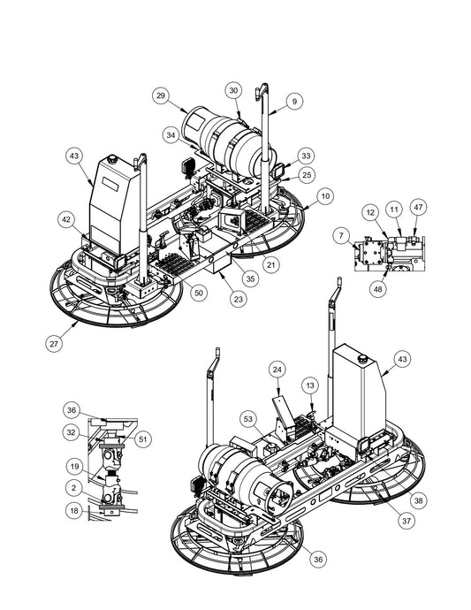 RP245 Polishing Trowels Lower Unit Assembly-1 Parts by Allen Engineering