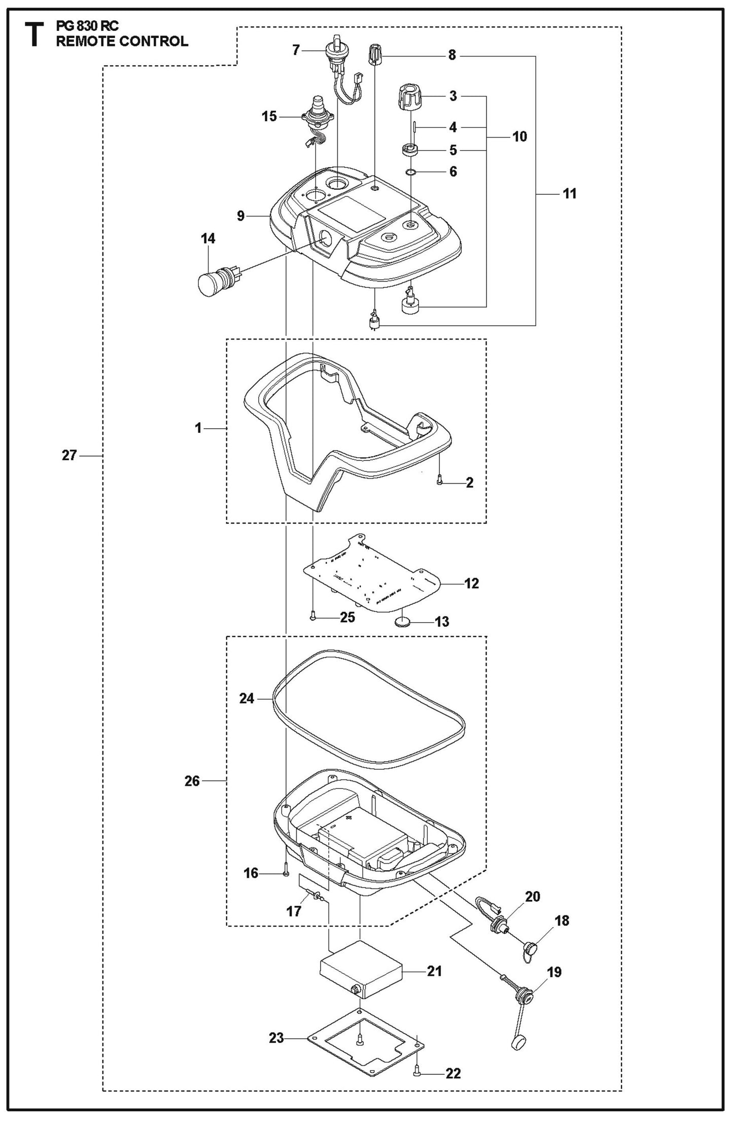 Remote Control Parts For PG 830 RC By Husqvarna