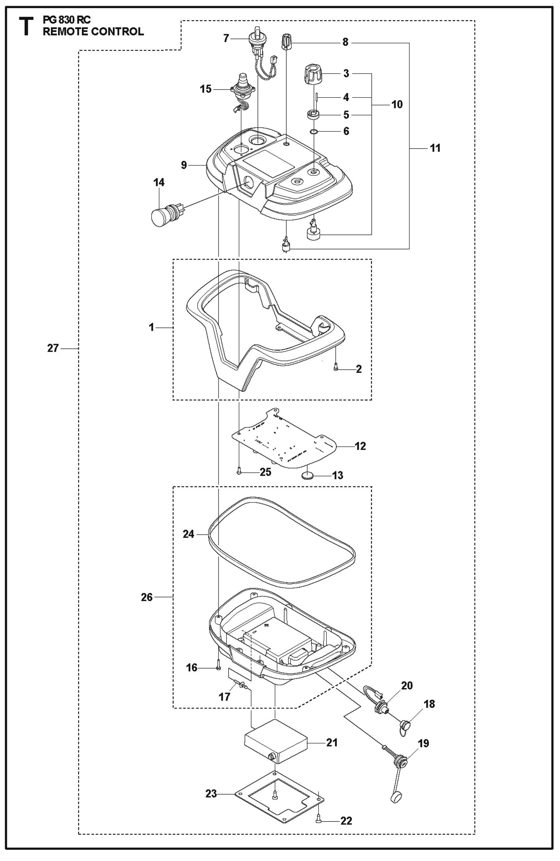 Remote Control Parts For PG 830 RC By Husqvarna