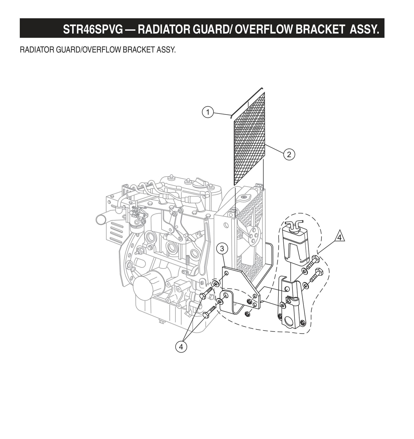 STR46SPVG STOW-Radiator Guard/Overflow Bracket Assembly