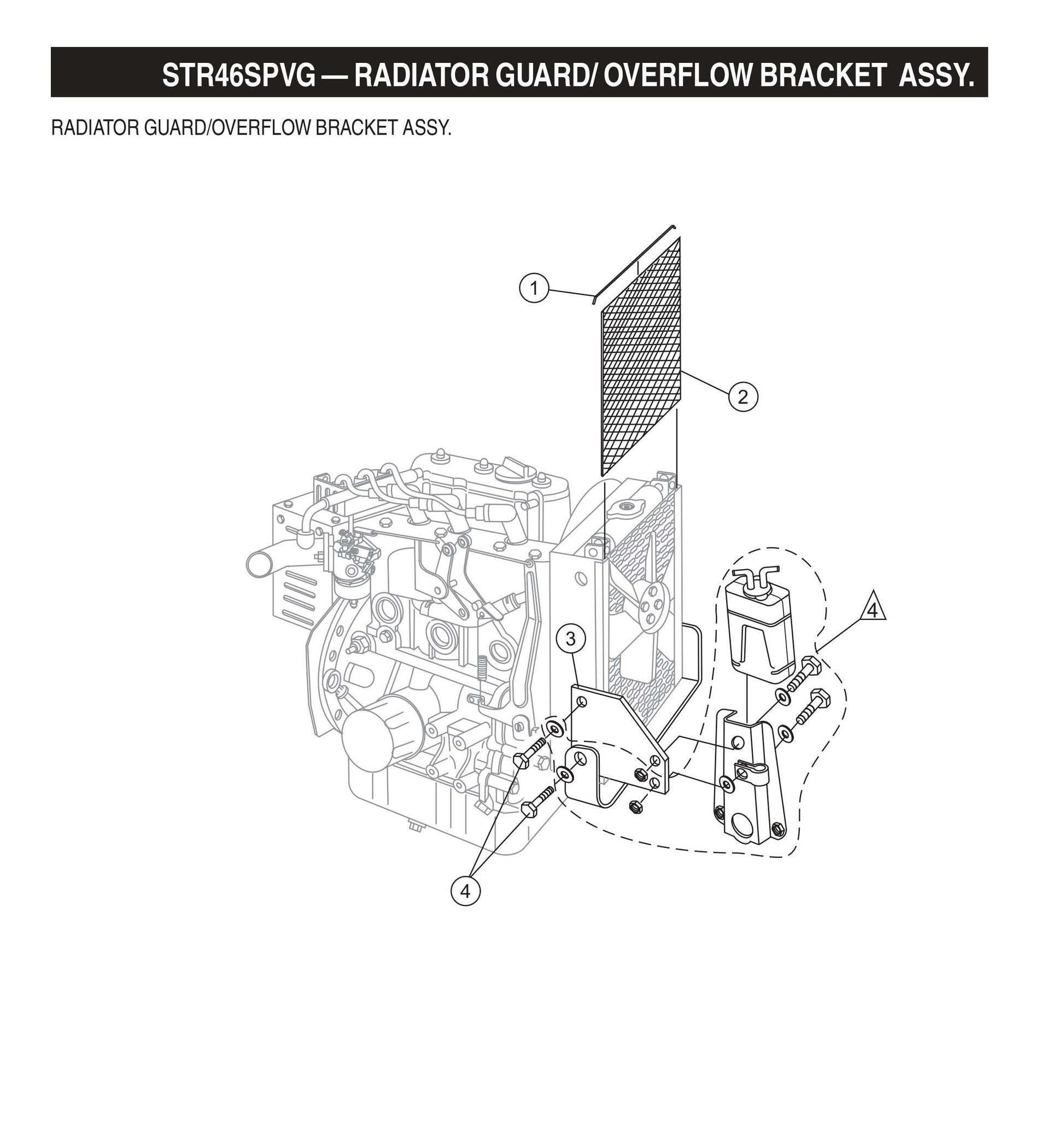 STR46SPVG STOW-Radiator Guard/Overflow Bracket Assembly