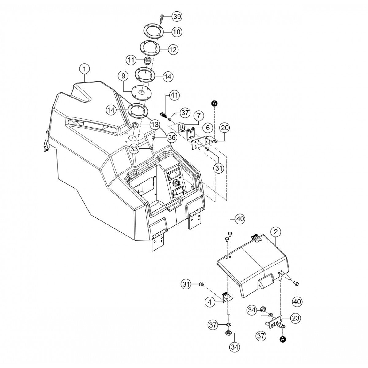 Cover Hood Top Assembly Parts for Rammax RX1575 SN 5572980 and Above Trench Roller By Multiquip