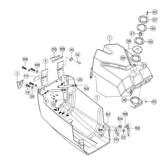 Engine Hood Assembly Parts for Rammax RX1575 SN 5572980 and Above Trench Roller By Multiquip