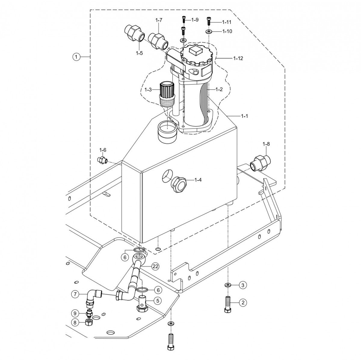 Hydraulic Oil Tank Assembly Parts for Rammax RX1575 SN 5572980 and Above Trench Roller By Multiquip