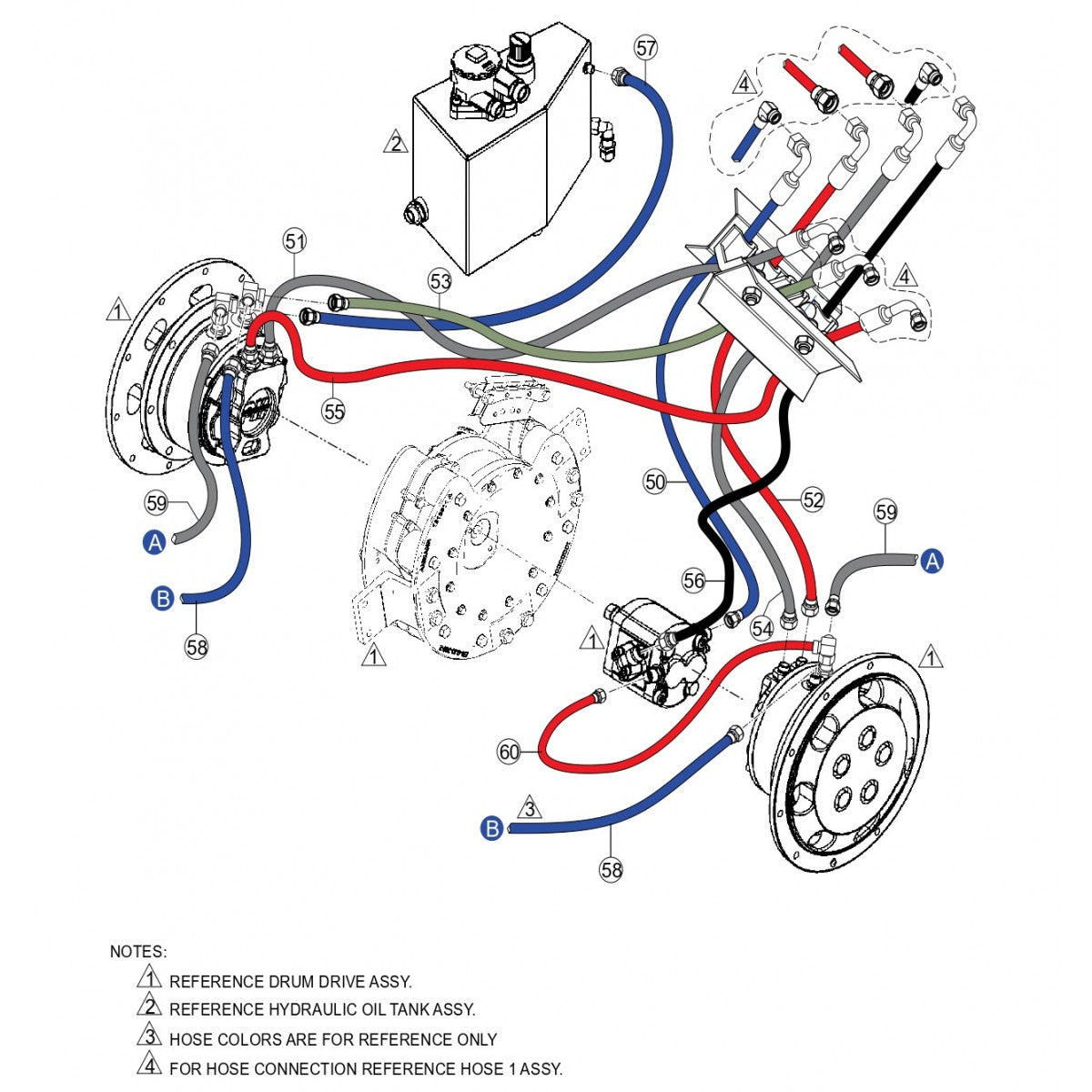 Rear Drum Hose Assembly Parts for Rammax RX1575 SN 5572980 and Above Trench Roller By Multiquip