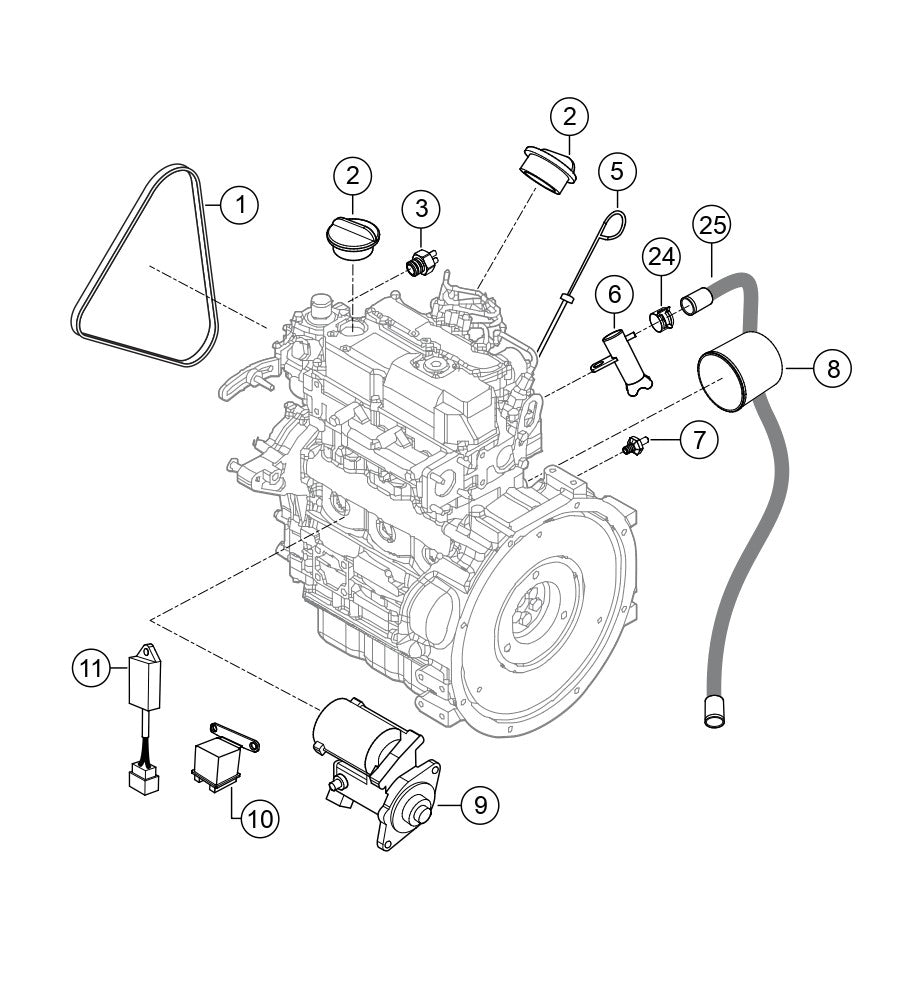 Diesel Engine Assembly Parts for Rammax RX1575 SN 5570001 and Below Trench Roller By Multiquip