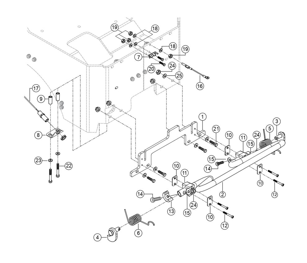 Shutdown Bar Assembly (Option) Parts for Rammax RX1575 SN 5570001 and Below Trench Roller By Multiquip