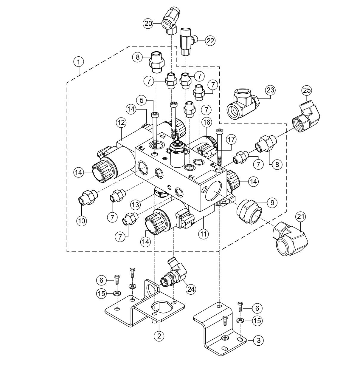 Valve Block Assembly Parts for Rammax RX1575 SN 5570001 and Below Trench Roller By Multiquip