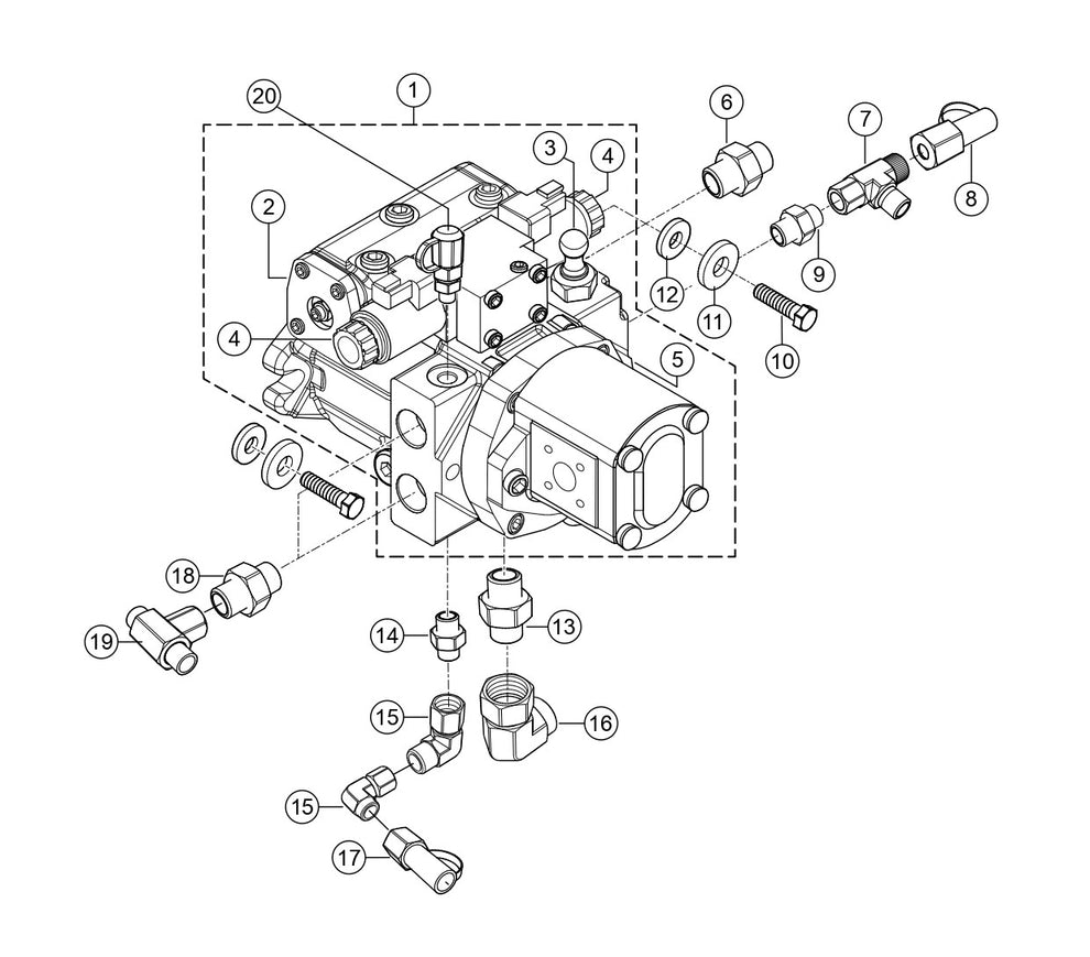 Variable Displacement Pump Assembly Parts for Rammax RX1575 SN 5570001 and Below Trench Roller By Multiquip