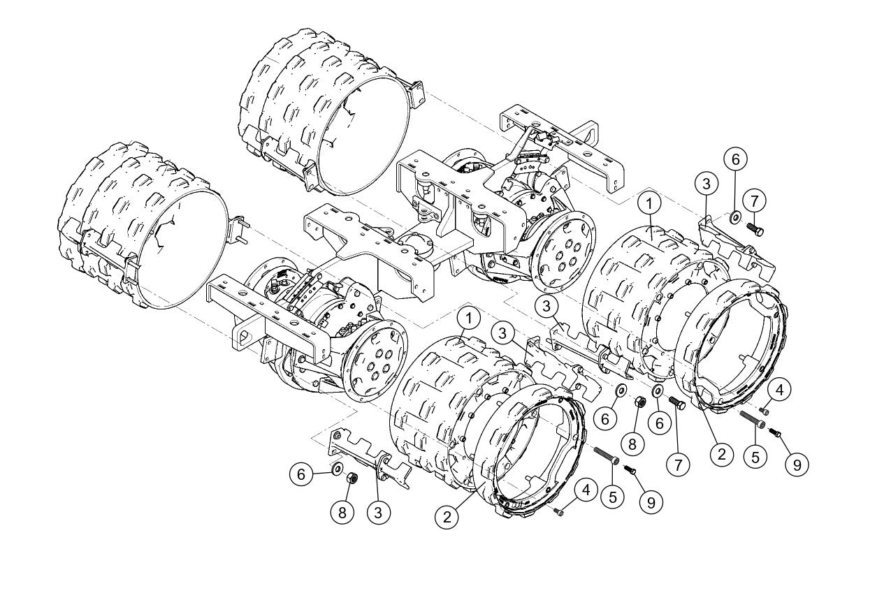 Drum 24&quot; With Extension Assembly Parts for Rammax RX1575 Trench Roller with SN 5572980 and Above By Multiquip