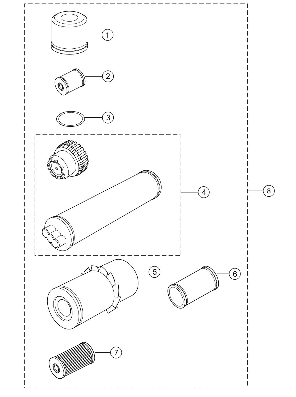 Filter Set  Assembly Parts for Rammax RX1575 Trench Roller with SN 5572980 and Above By Multiquip