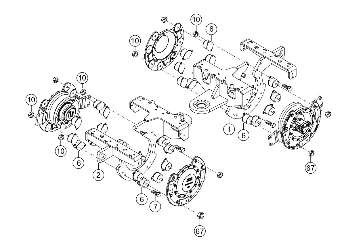 Center Beam Assembly Parts for Rammax RX1575 SN 5572980 and Above Trench Roller By Multiquip
