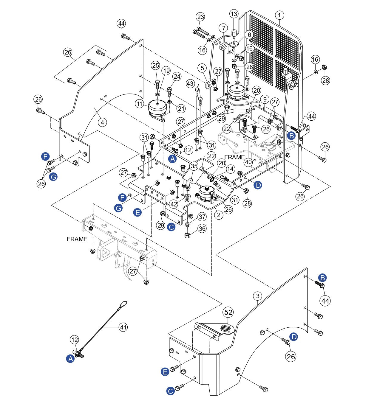 Chassis Front  Assembly Parts for Rammax RX1575 SN 5572980 and Above Trench Roller By Multiquip