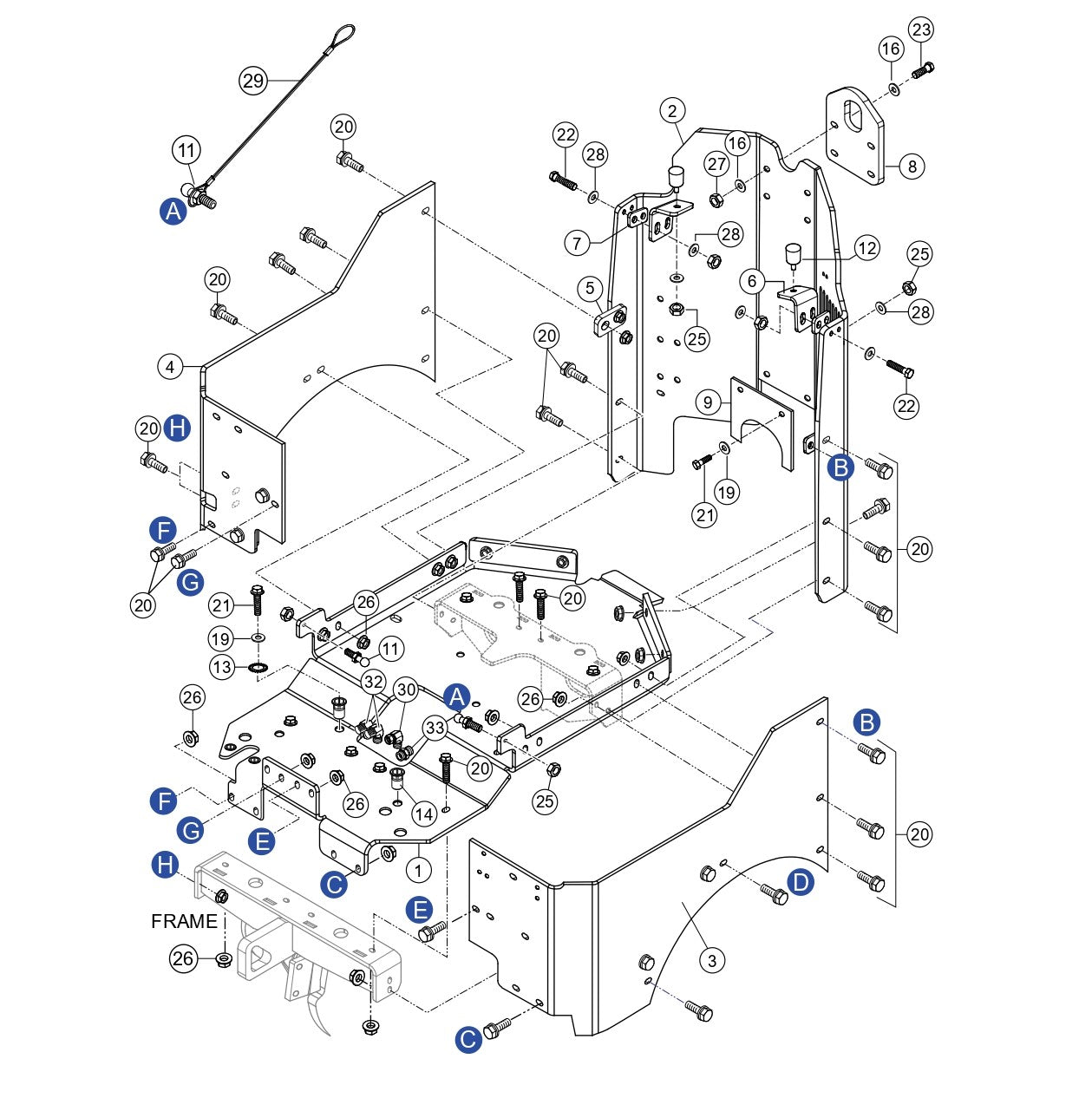 Chassis Rear Assembly Parts for Rammax RX1575 SN 5572980 and Above Trench Roller By Multiquip