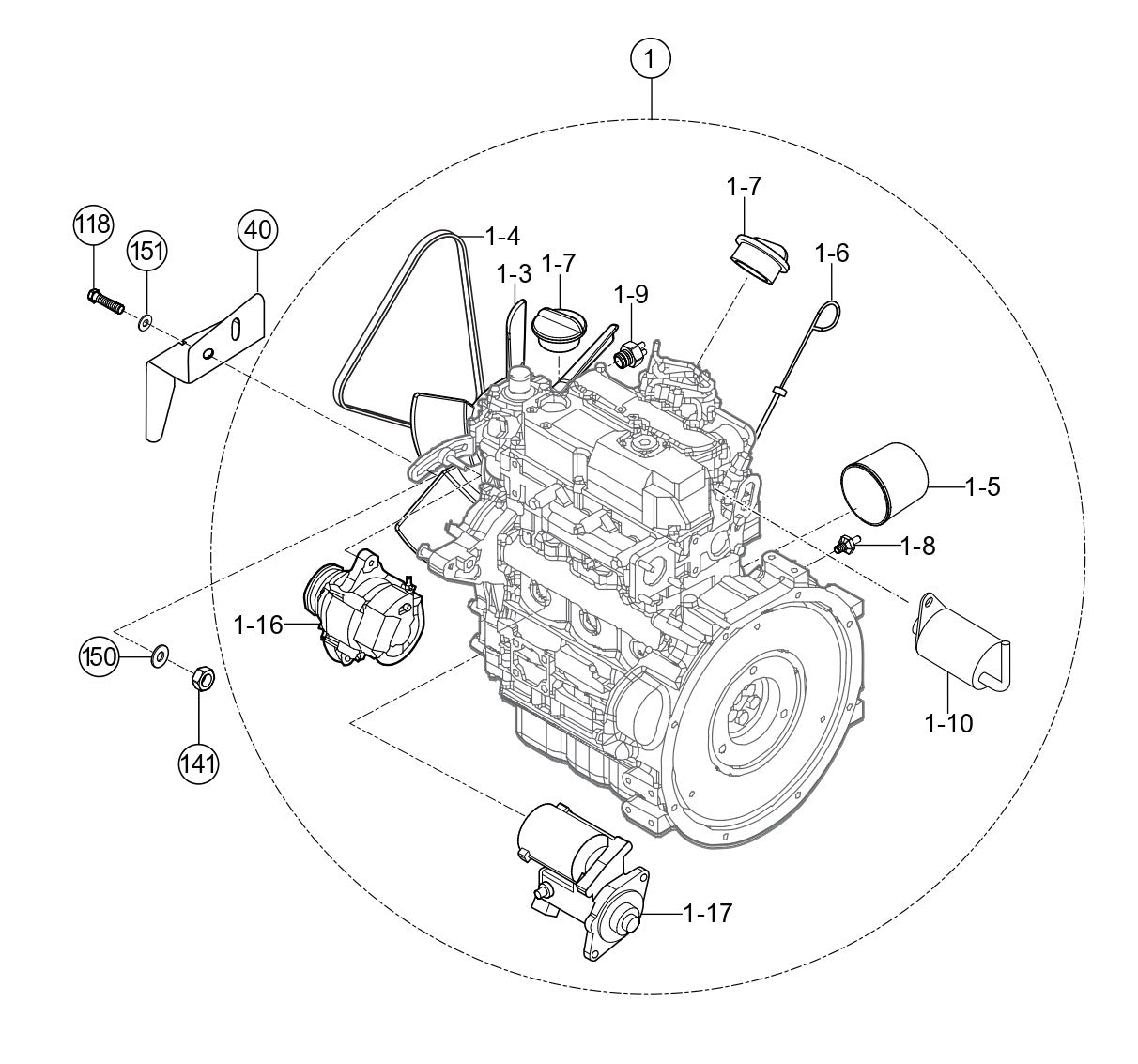 Diesel Engine Assembly Parts for Rammax RX1575 SN 5572980 and Above Trench Roller By Multiquip