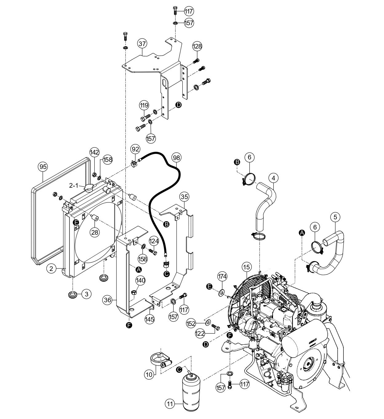 Engine Cooler Assembly Parts for Rammax RX1575 SN 5572980 and Above Trench Roller By Multiquip