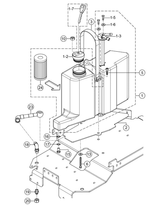 Fuel Tank  Assembly Parts for Rammax RX1575 SN 5572980 and Above Trench Roller By Multiquip