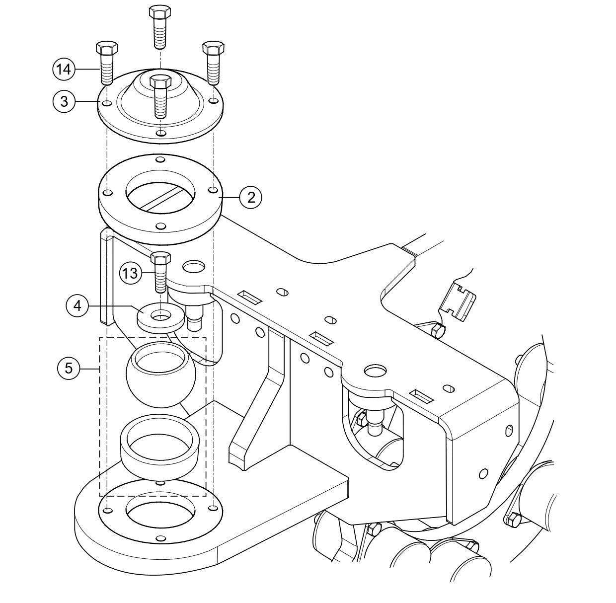 Pendulum Joint Assembly Parts for Rammax RX1575 SN 5572980 and Above Trench Roller By Multiquip