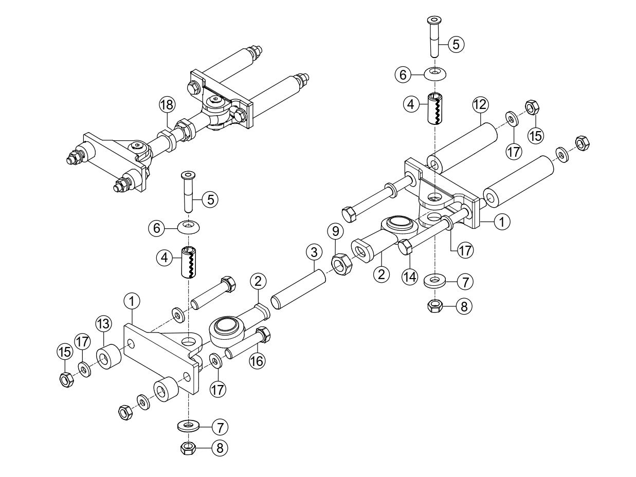 Pendulum Support Assembly Parts for Rammax RX1575 SN 5572980 and Above Trench Roller By Multiquip