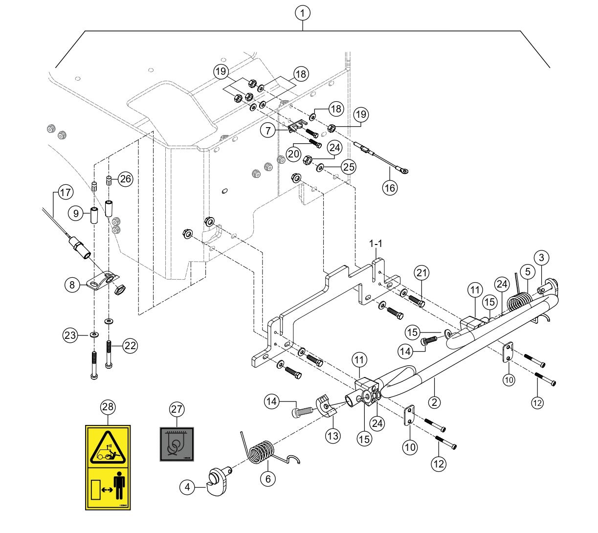 Shutdown Bar Assembly (Option) Parts for Rammax Trench Roller RX1575 with SN 5572980 and Above By Multiquip