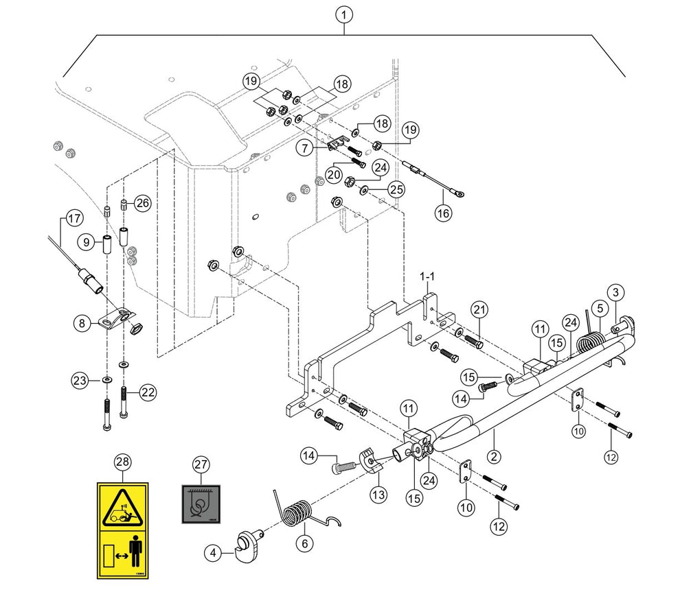 Shutdown Bar Assembly (Option) Parts for Rammax Trench Roller RX1575 with SN 5572980 and Above By Multiquip