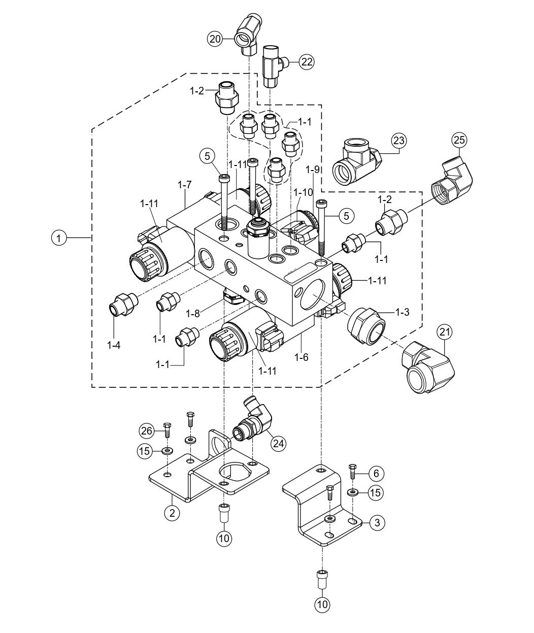 Valve Block Assembly Parts for Rammax  Trench Roller RX1575 SN 5572980 and Above By Multiquip