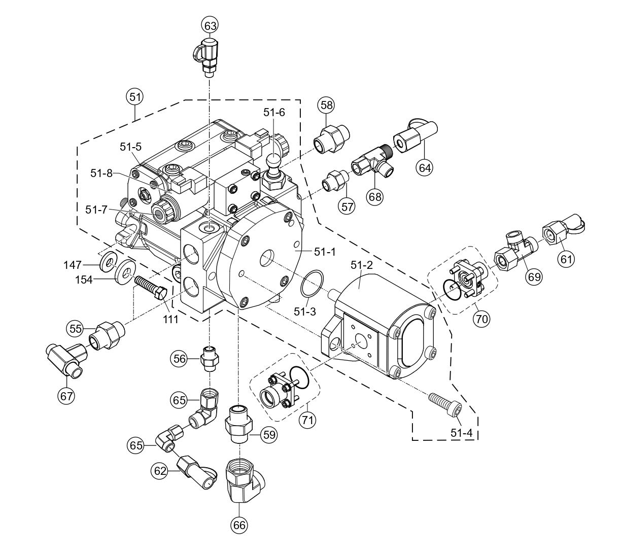 Variable Displacement Pump Assembly Parts for Rammax RX1575 Trench Roller with SN 5572980 and Above By Multiquip