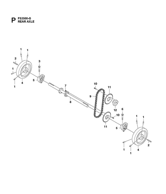 Rear Axle Parts for FS3500 G II By Husqvarna