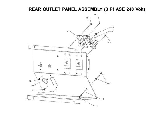 Maxi-Lite 15330 and 20330-Rear Outlet Panel Assembly (3 Phase 240 Volt) Fig 2 Parts By Allmand