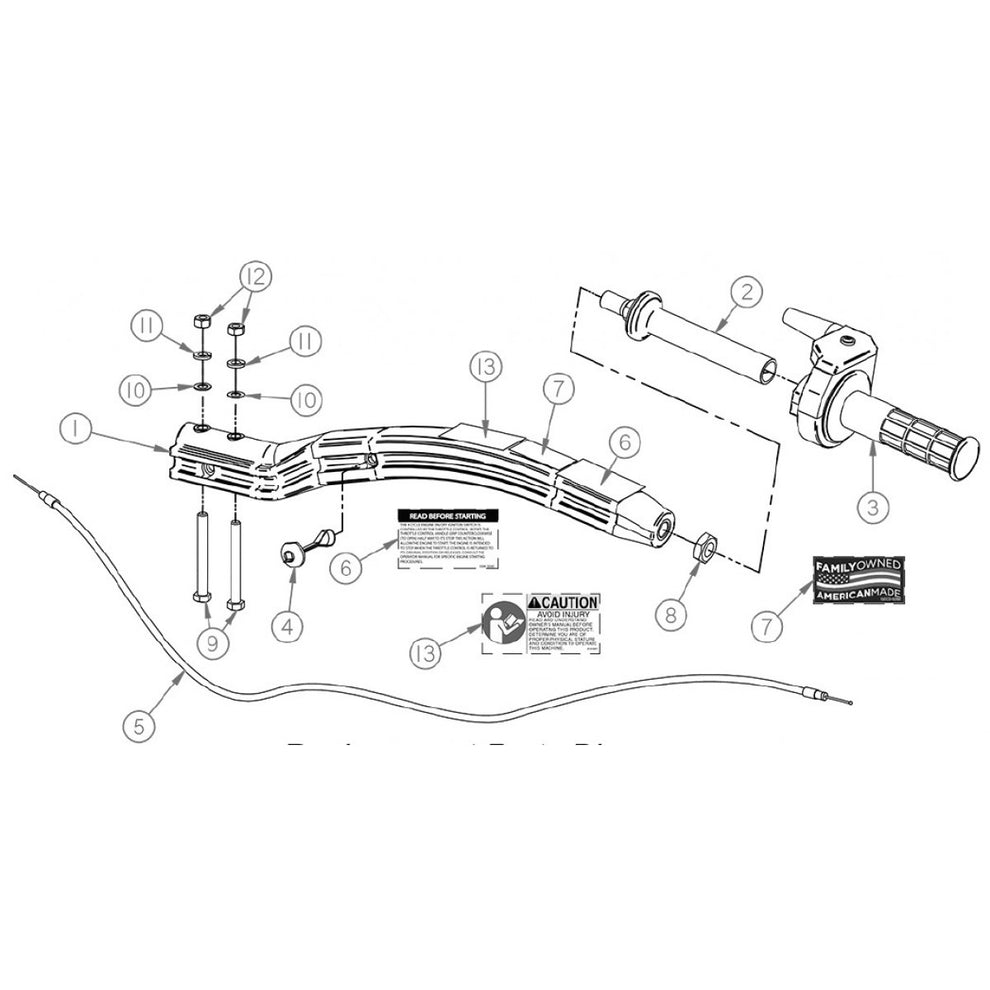 Replacement Parts Diagram Throttle Handle Assembly Parts By General Equipment