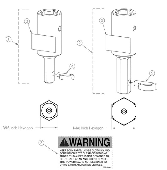 Replacement Parts Diagram 4400 Series Couplers (Use With 4400-2E3 And 4400-3E3 Augers) Assembly Parts By General Equipment