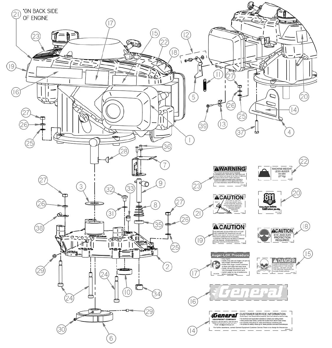 Replacement Parts Diagram Transmission Cover Assembly 262H Parts By General Equipment