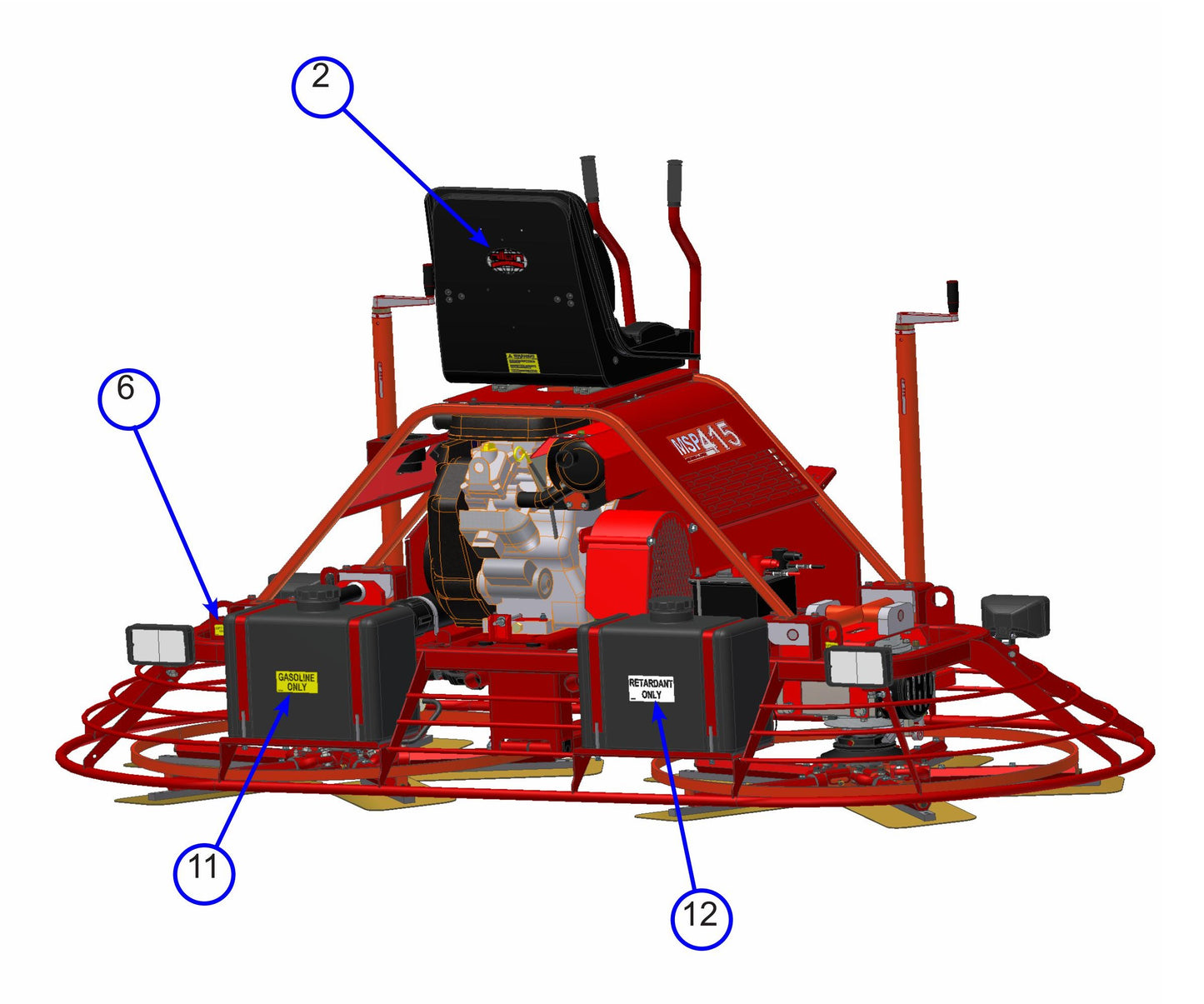 MSP445 (Pre 2021) Rear View Identification and Marking Decals Assembly Parts