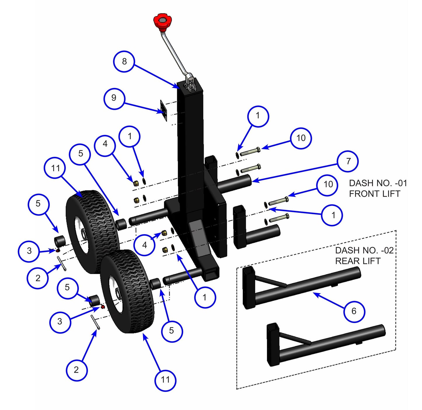 MSP445 (Pre 2021) Accessory - Pro Dolly Jack System Assembly Parts