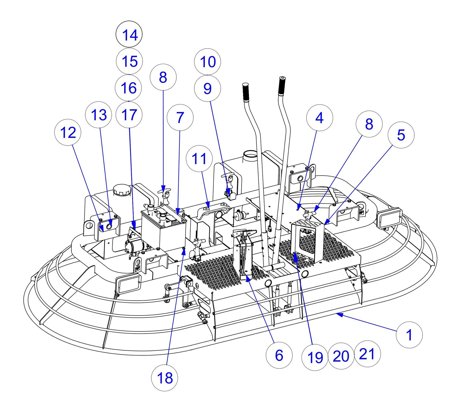 MSP445 (Pre 2021) Front View Lower Frame Unit Assembly Parts