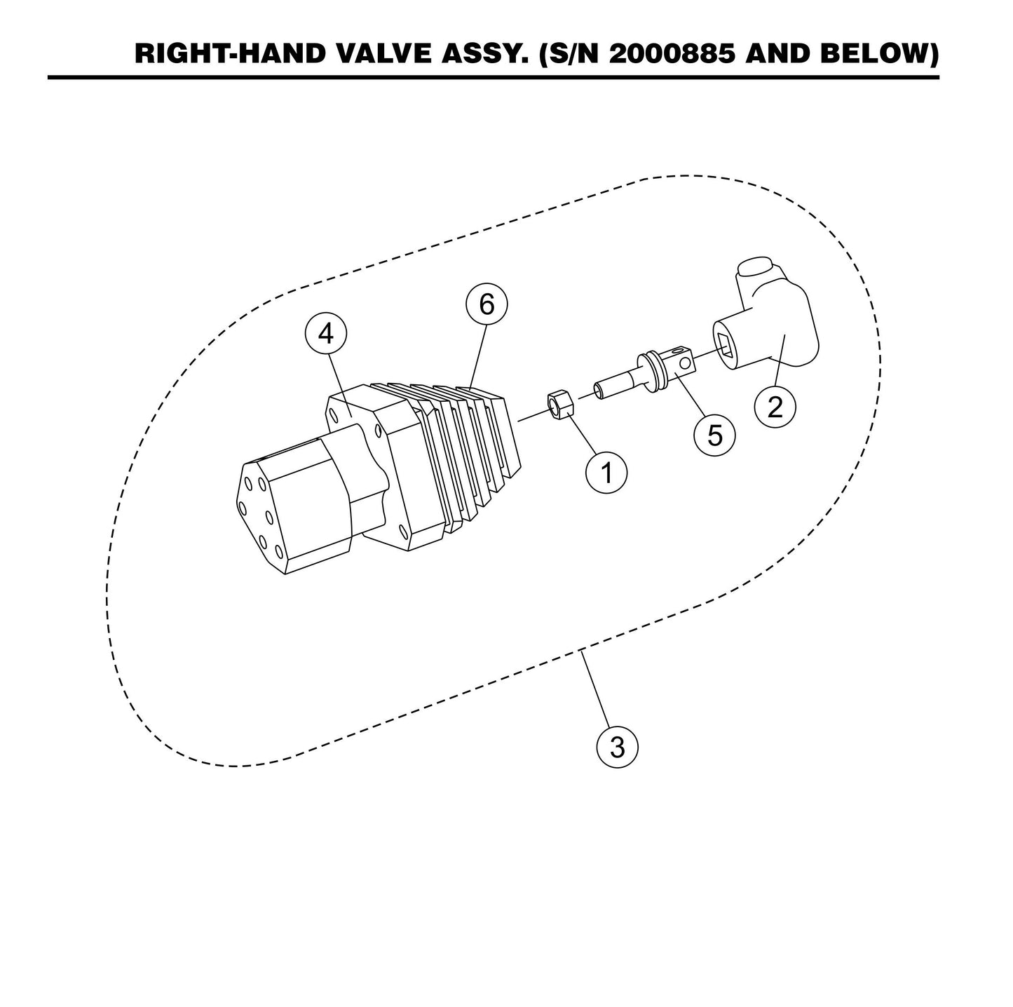STX55J6-Y6 Right-Hand Valve Assembly (SN 2000885 and Below)