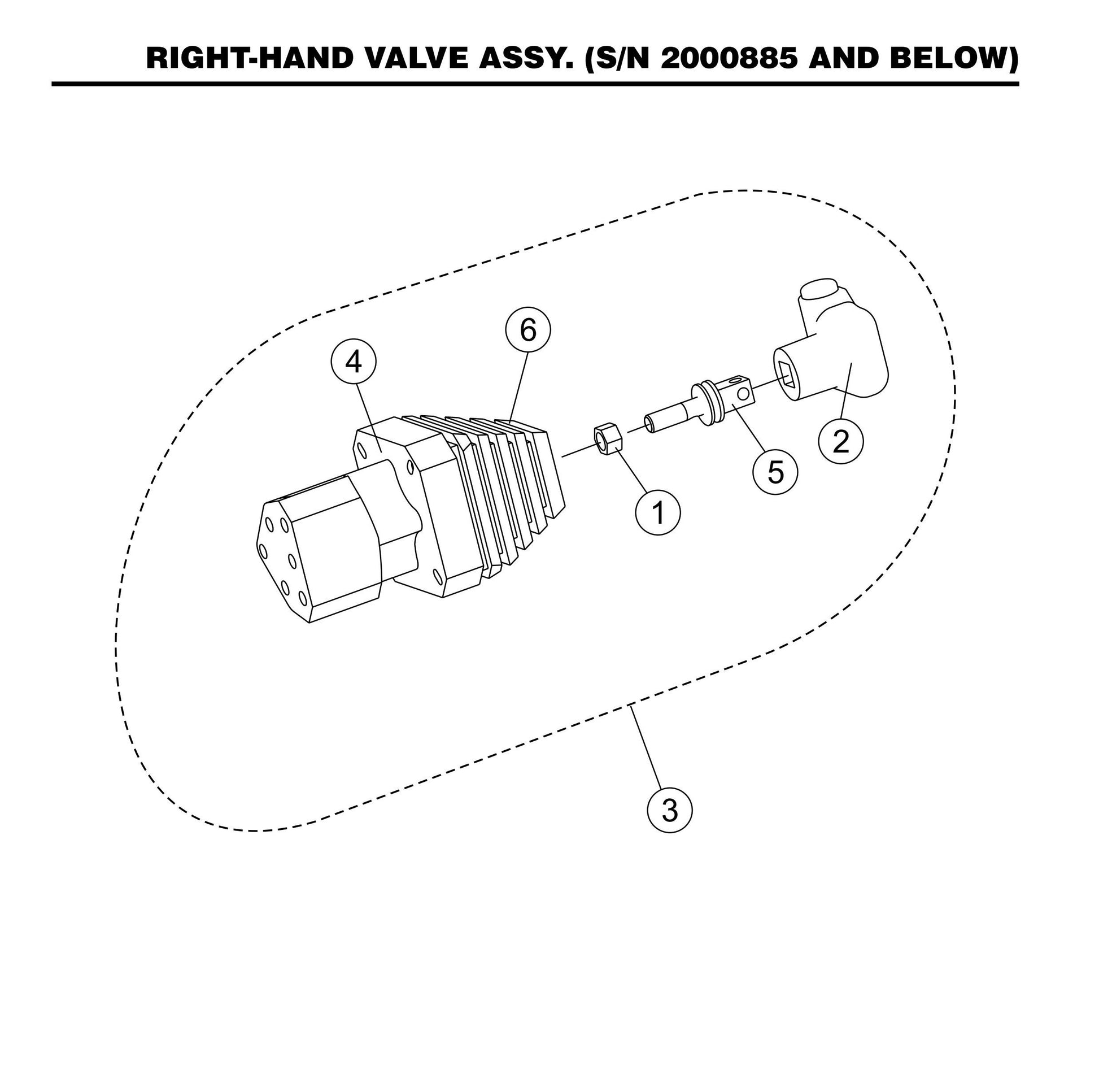 STX55J6-Y6 Right-Hand Valve Assembly (SN 2000885 and Below)
